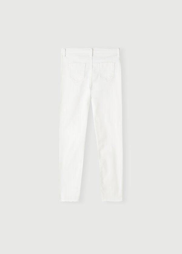 white calzedonia ripped stretch skinny kids leggings