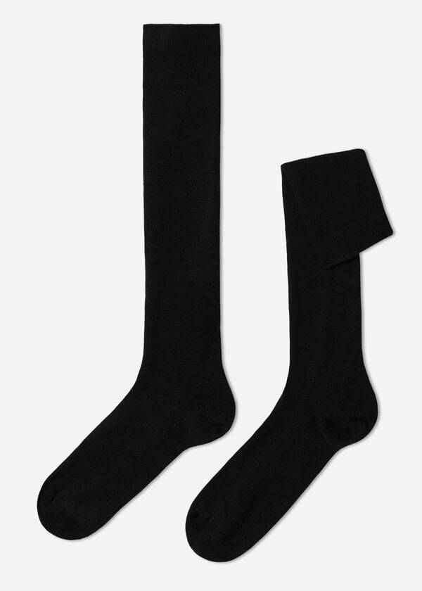 black calzedonia wool and cotton long mens socks
