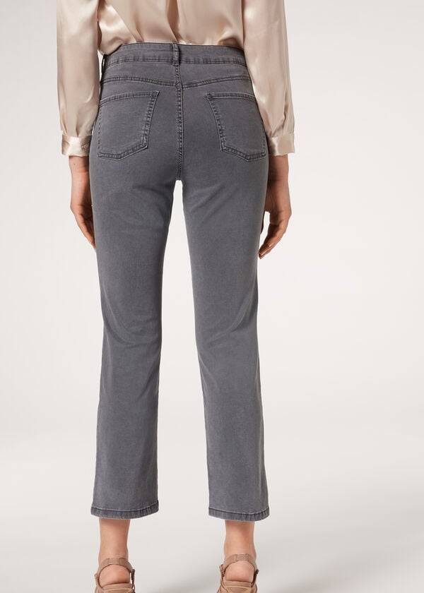 grey calzedonia eco light flared cropped denim womens jeans