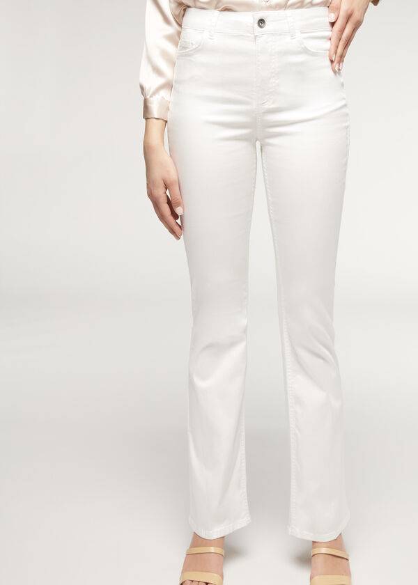 calzedonia eco light flared denim womens jeans white