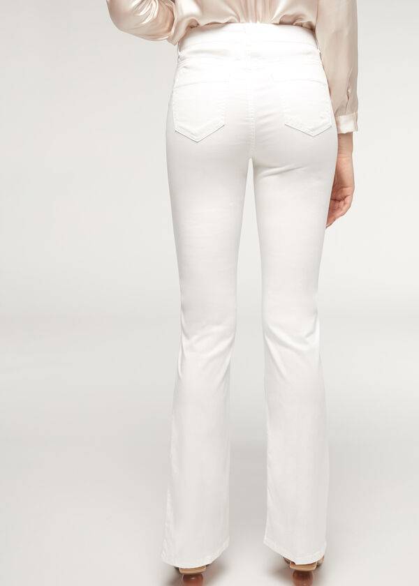 calzedonia eco light flared denim womens jeans white