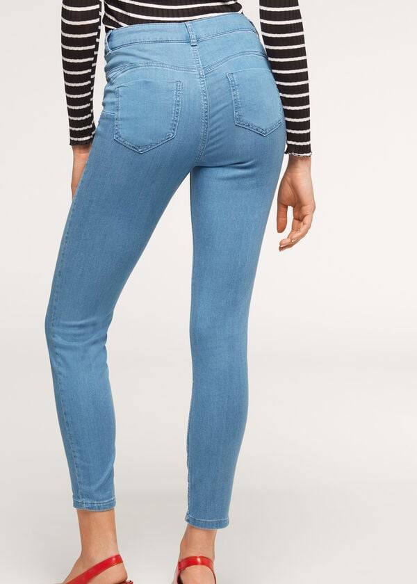 womens calzedonia eco light push up denim jeans blue