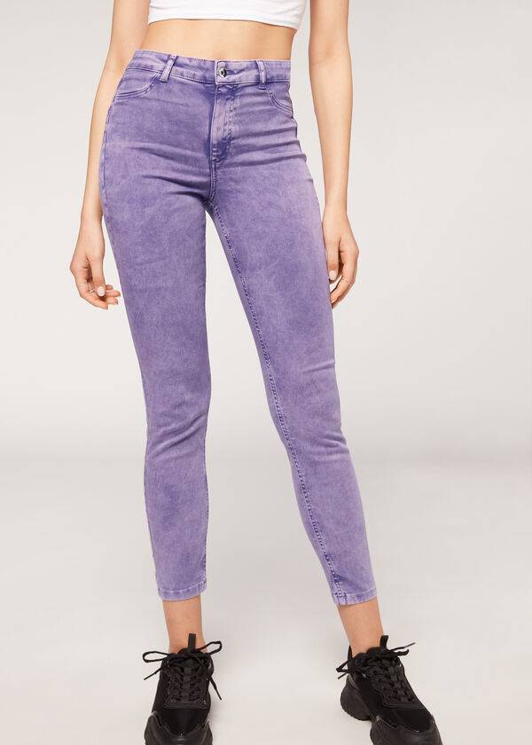 calzedonia faded skinny push-up womens jeans purple