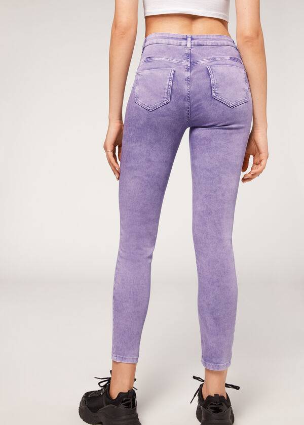 calzedonia faded skinny push-up womens jeans purple
