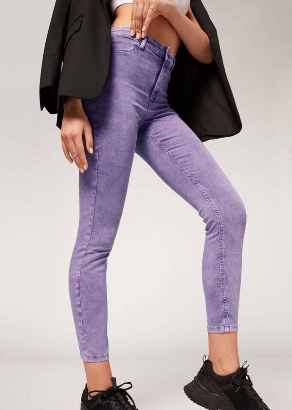 calzedonia faded skinny push-up womens jeans purple
