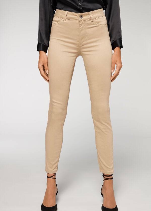 womens calzedonia push-up and soft touch jeans beige
