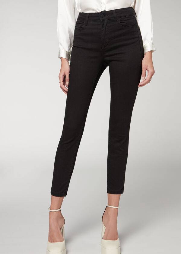 calzedonia super flex denim high waist superskinny womens jeans black
