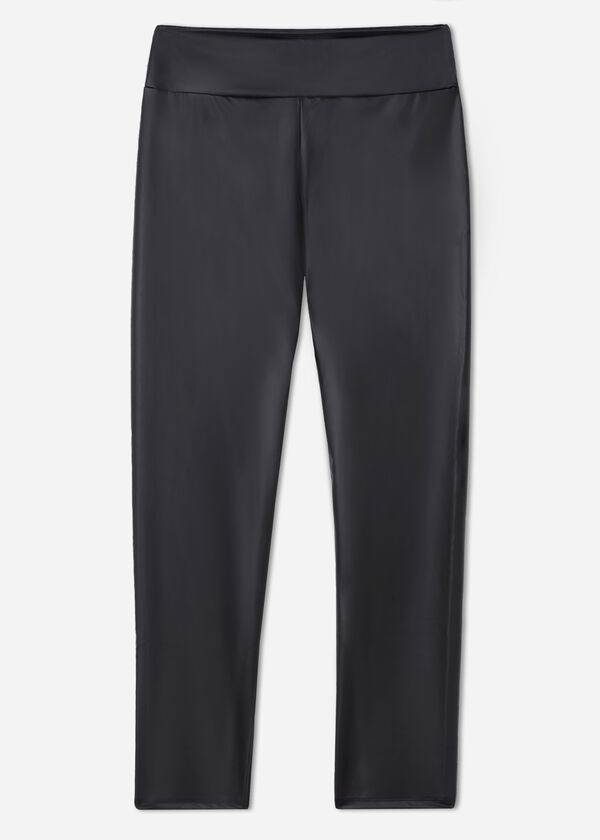 womens calzedonia leather effect leggings black