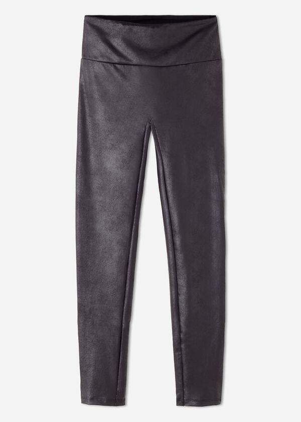 calzedonia total shaper faux leather womens leggings black