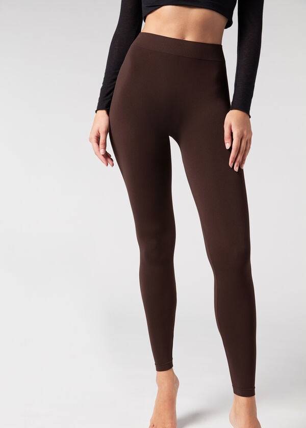 brown calzedonia ultra-opaque microfiber womens leggings