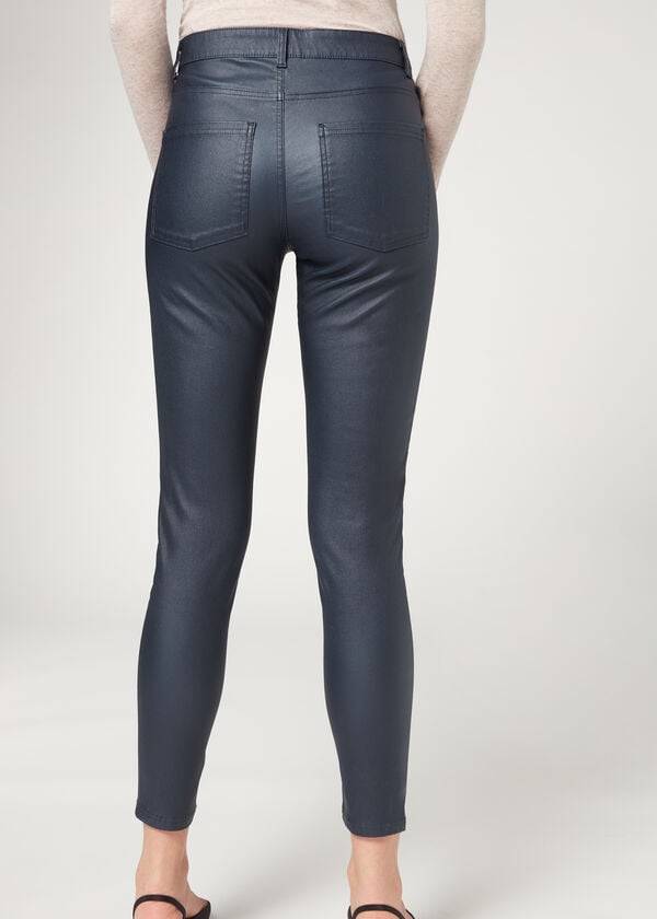 calzedonia faux leather skinny womens pants navy