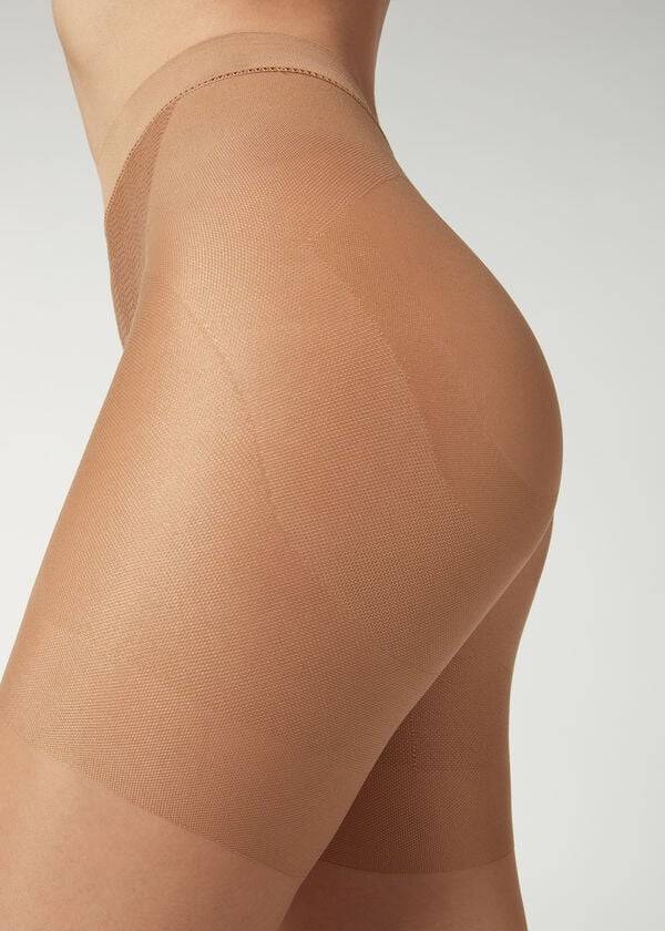 beige brown calzedonia 15 denier total shaper sheer womens tight