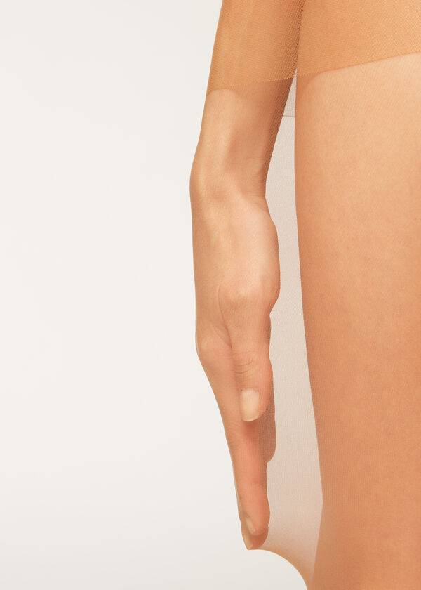 womens calzedonia 20 denier essential matt sheer tight beige brown