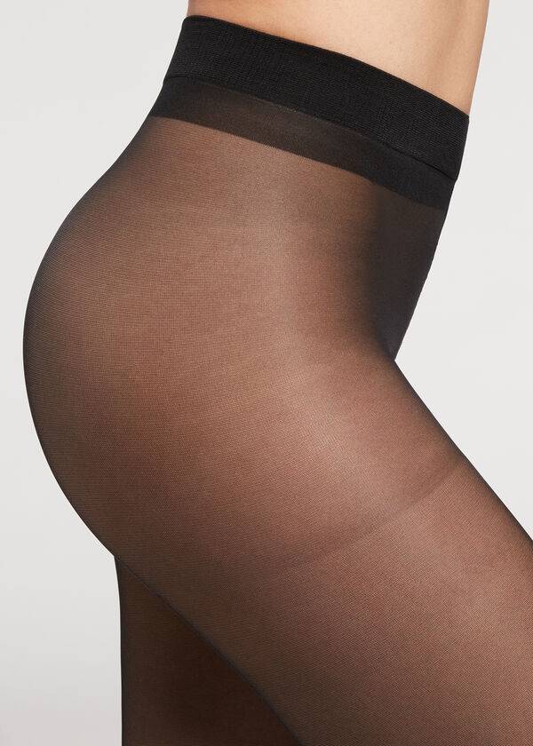 black calzedonia 30 denier sheer shaping with control top womens tight