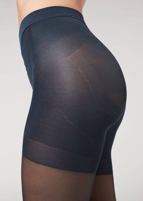 blue calzedonia 30 denier total shaper sheer womens tight