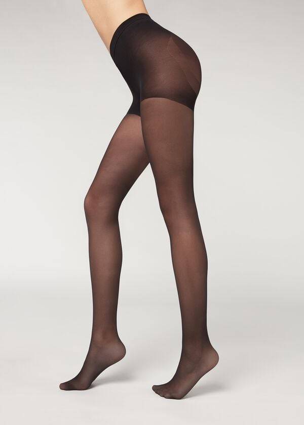 calzedonia 30 denier total shaper sheer sexy womens tight black