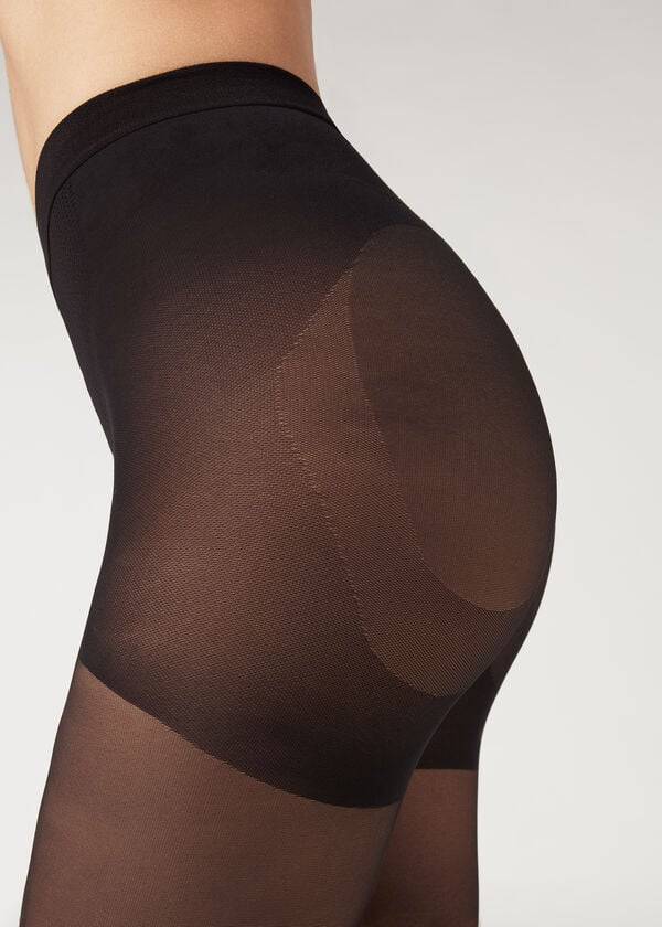 calzedonia 30 denier total shaper sheer sexy womens tight black