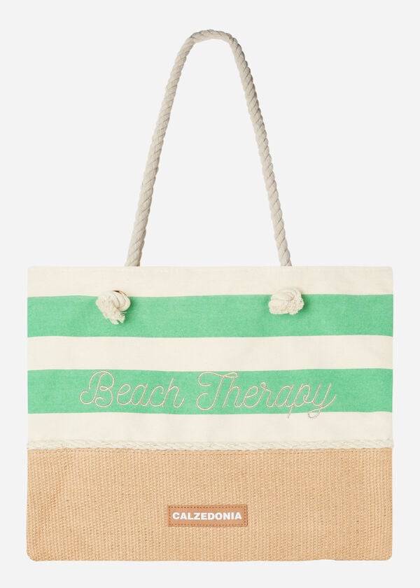 green womens calzedonia striped beach bag accessories