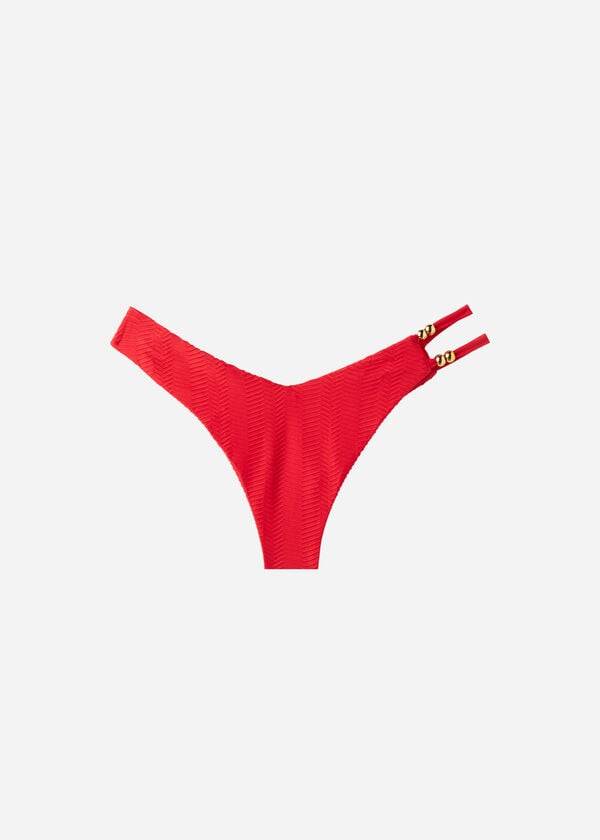 womens calzedonia chevron high-cut brazilian casablanca bikini bottoms red