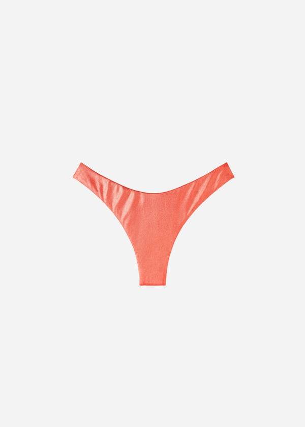 coral orange calzedonia coated-effect high-cut brazilian antigua womens bikini bottoms