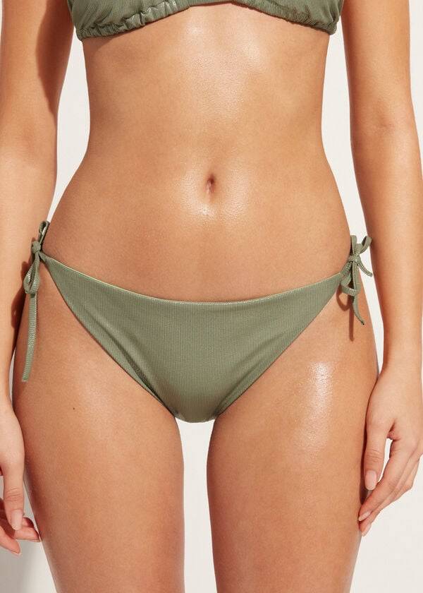 green calzedonia coated-effect string antigua womens bikini bottoms