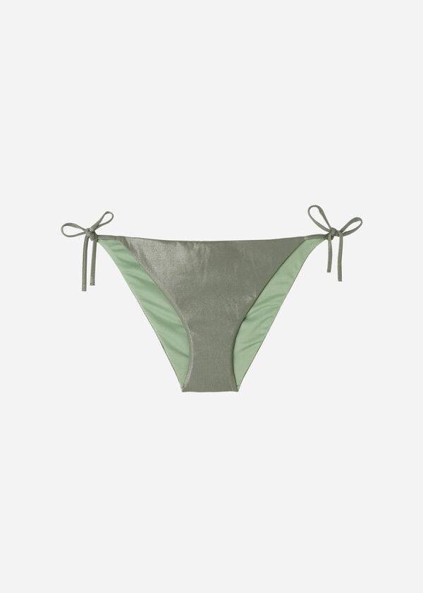 green calzedonia coated-effect string antigua womens bikini bottoms