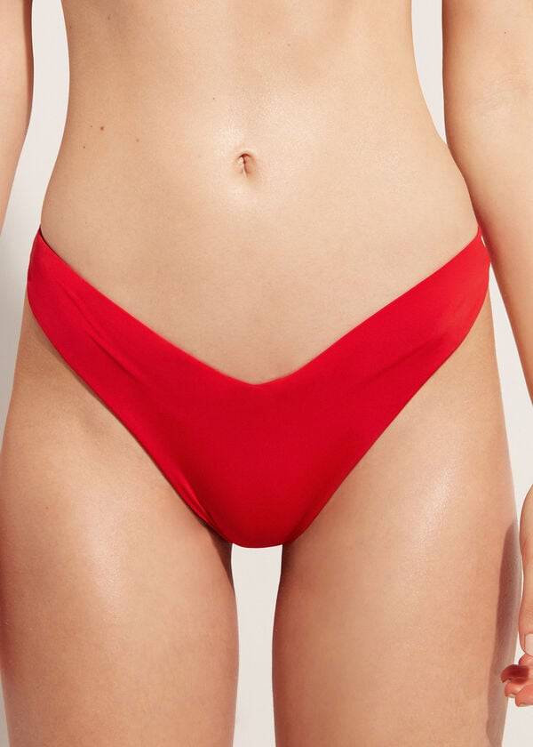 red womens calzedonia high cut brazilian indonesia eco bikini bottoms