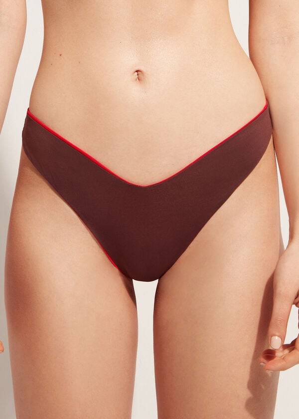 red womens calzedonia high cut brazilian indonesia eco bikini bottoms