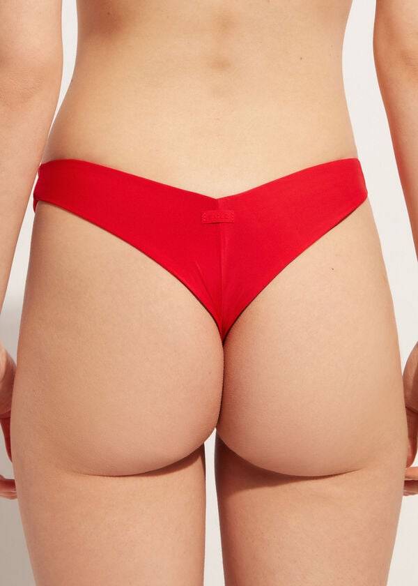 red womens calzedonia high cut brazilian indonesia eco bikini bottoms