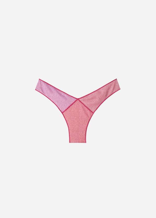 womens calzedonia high cut brazilian lamé lisbona bikini bottoms pink