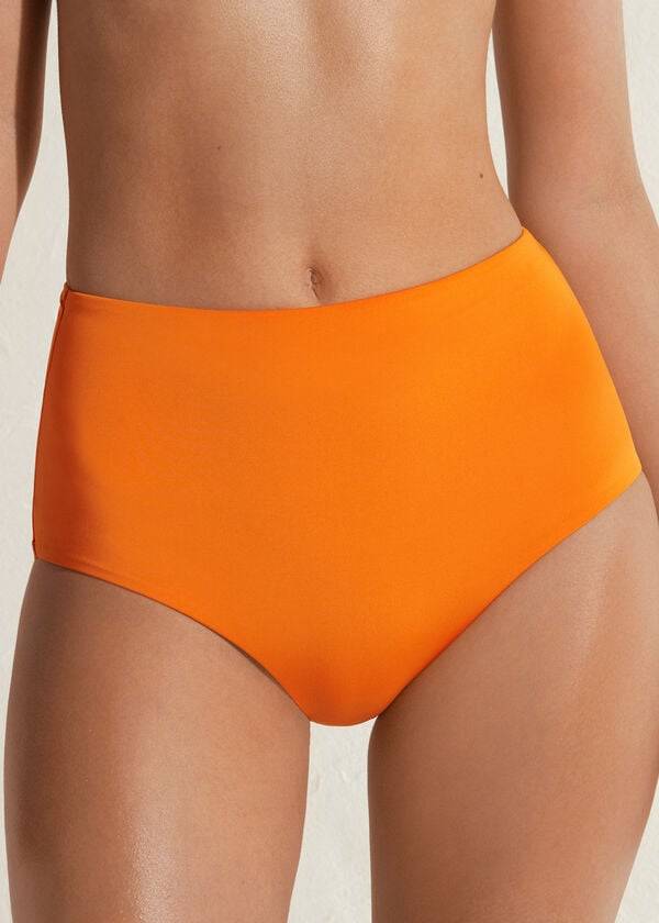 orange womens calzedonia high shaper waist indonesia eco bikini bottoms