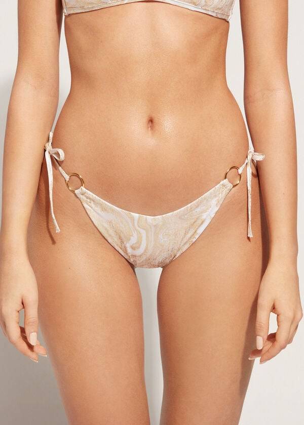 gold womens calzedonia high v-cut brazilian melbourne bikini bottoms
