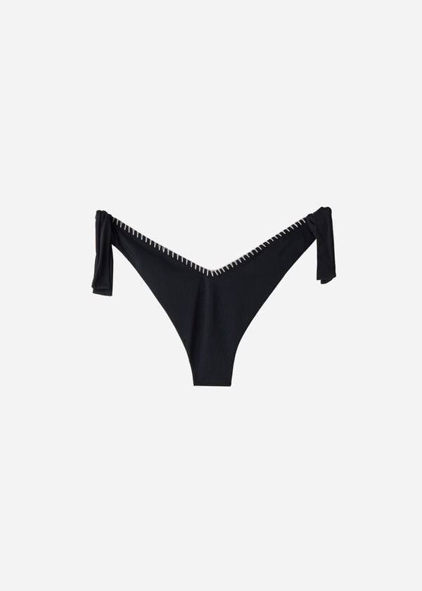 womens calzedonia high v-cut brazilian mumbai bikini bottoms black