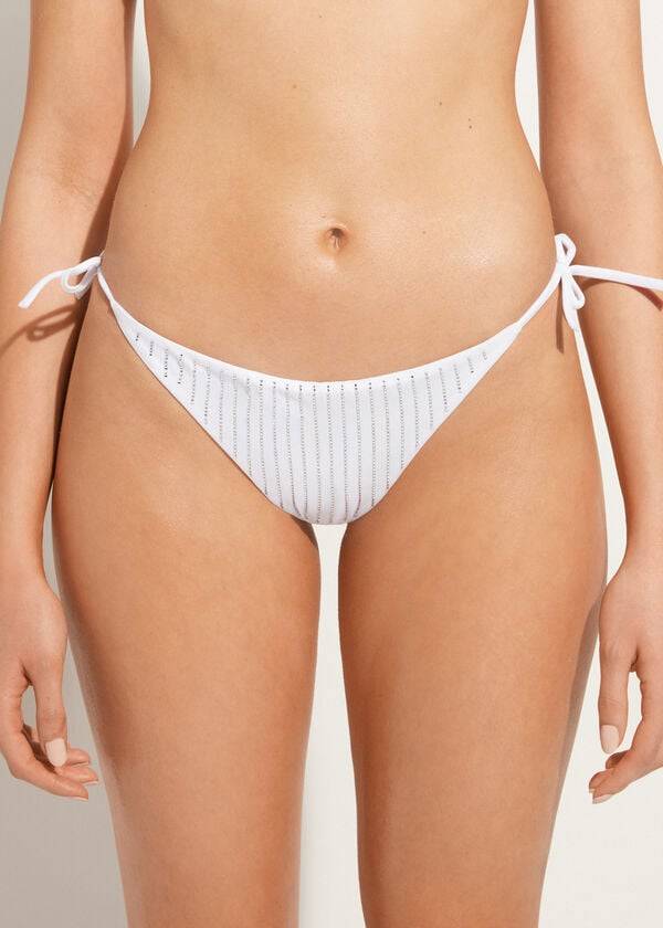calzedonia rhinestone brazilian string shanghai womens bikini bottoms white