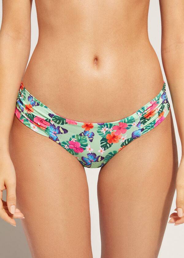 multicolor calzedonia ruffled brazilian malibu womens bikini bottoms