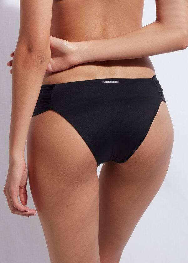 womens calzedonia ruffled indonesia bikini bottoms black