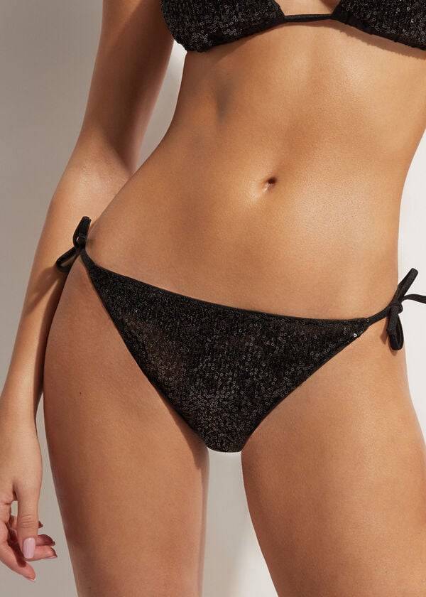 black womens calzedonia string cannes bikini bottoms