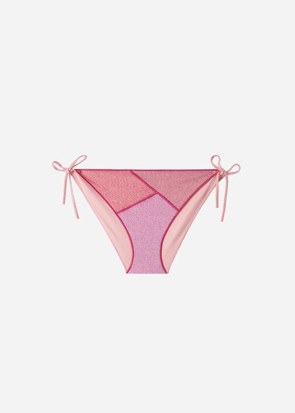 calzedonia string tie lamé lisbona womens bikini bottoms pink
