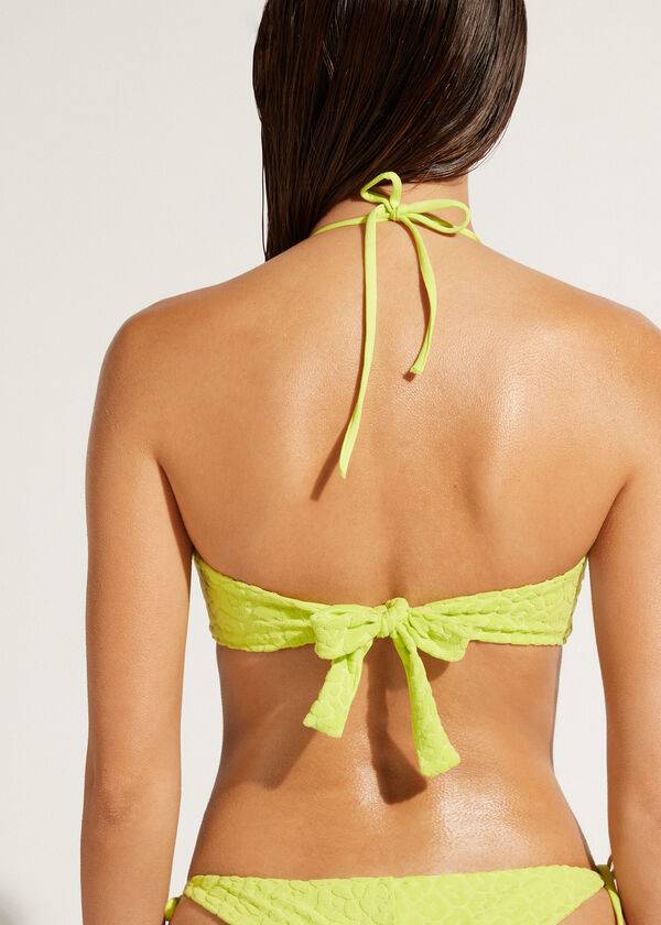 calzedonia drawstring bandeau bangkok womens bikini tops green