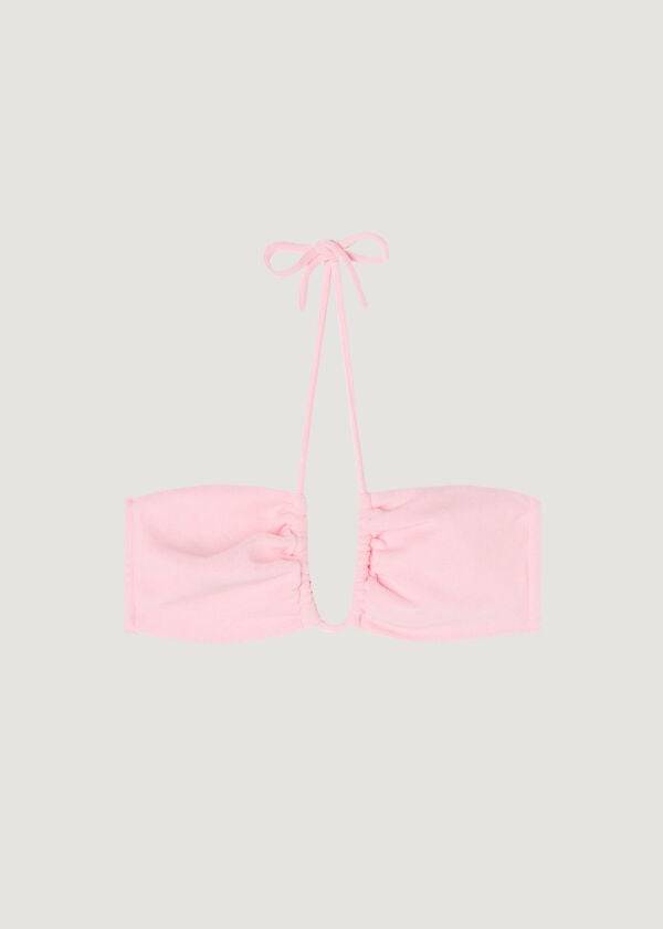calzedonia drawstring bandeau beverly hills eco womens bikini tops pink