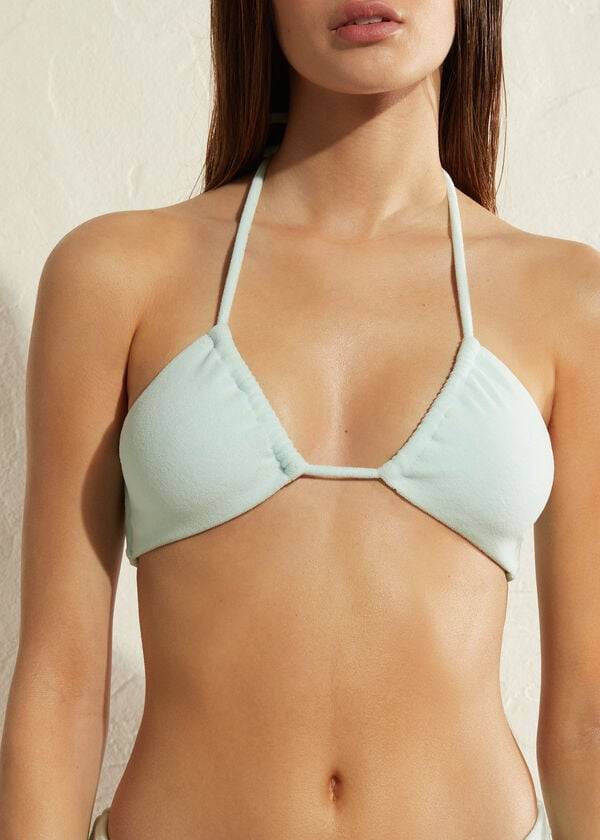 calzedonia drawstring bandeau beverly hills eco womens bikini tops blue