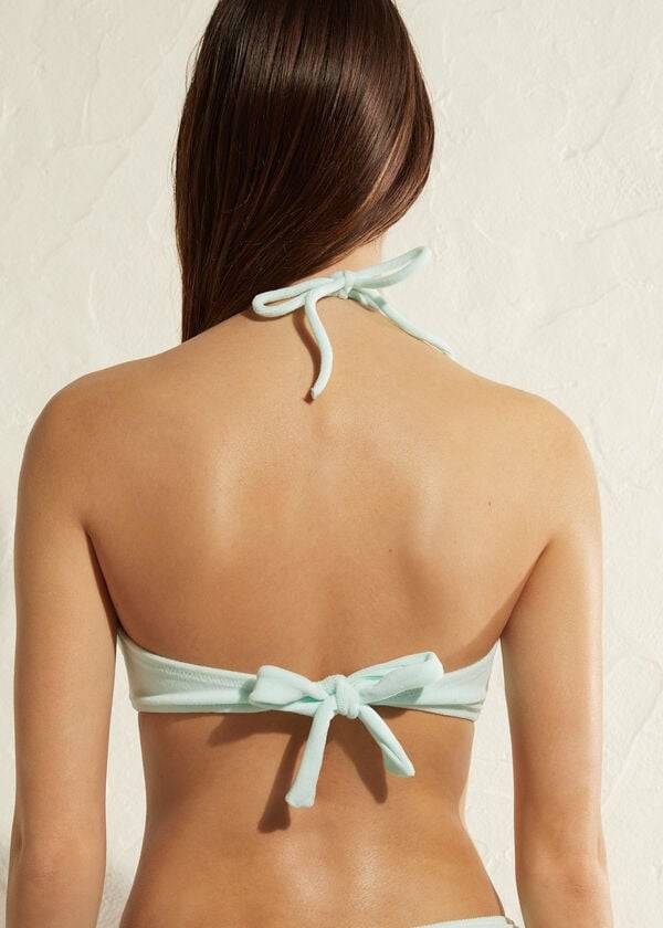 calzedonia drawstring bandeau beverly hills eco womens bikini tops blue