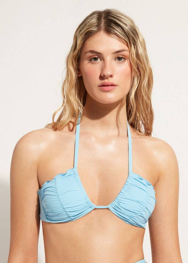 womens calzedonia drawstring bandeau islamorada bikini tops blue
