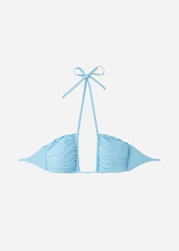 womens calzedonia drawstring bandeau islamorada bikini tops blue