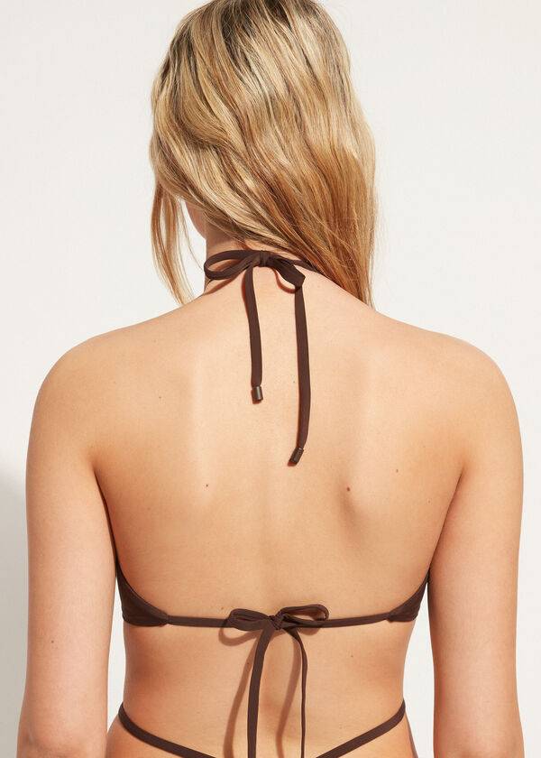 calzedonia drawstring bandeau islamorada womens bikini tops coffee brown
