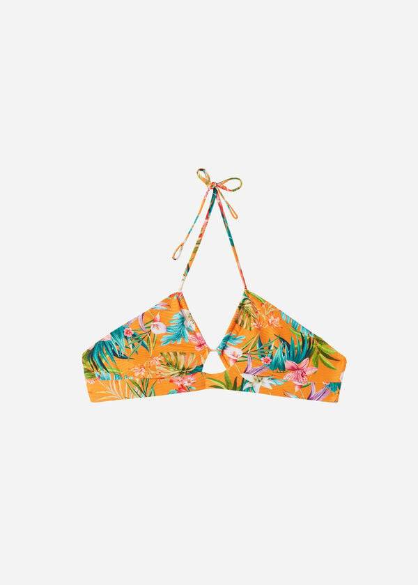 womens calzedonia drawstring bandeau rio eco bikini tops orange