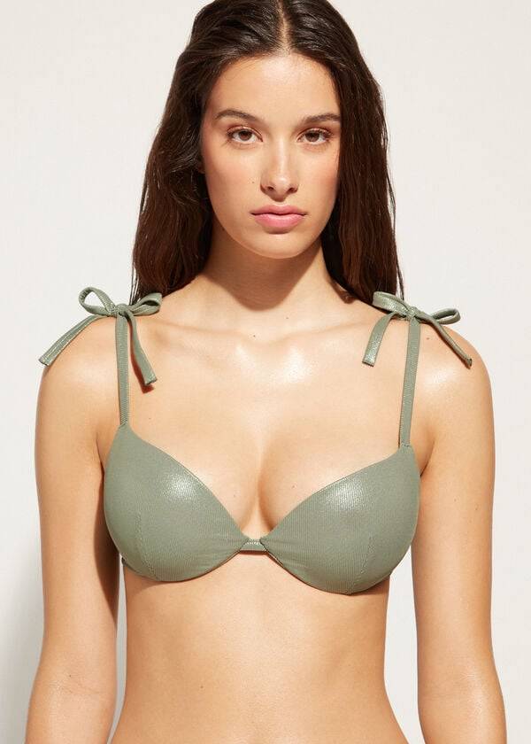 calzedonia graduated padded push up antigua womens bikini tops green