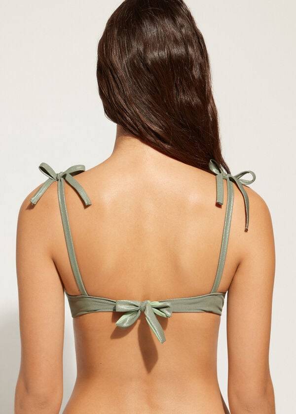 calzedonia graduated padded push up antigua womens bikini tops green