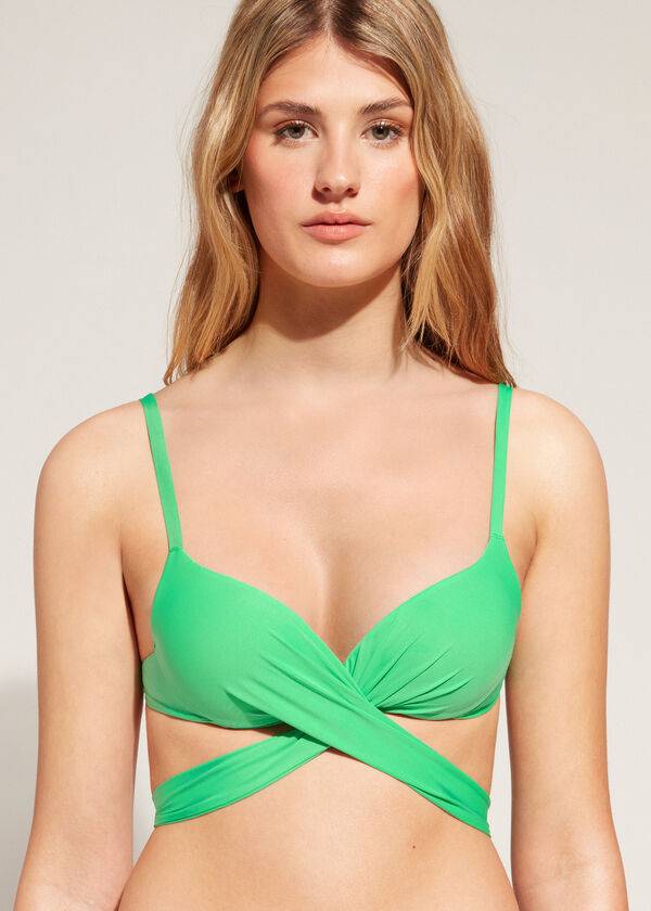 womens calzedonia graduated padded push up indonesia bikini tops green