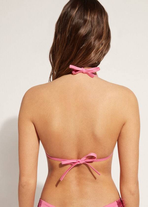 womens calzedonia graduated padded triangle cannes bikini tops pink